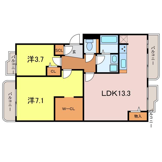 エントピア高須(2LDK/2階)の間取り写真