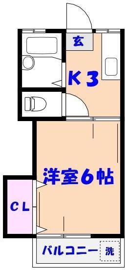パレス中山(1K/2階)の間取り写真