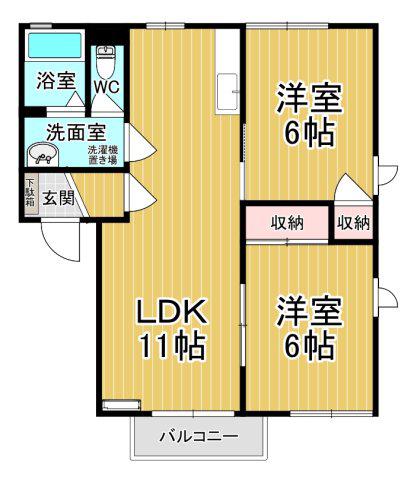 フレッシュコーポ イースト(2LDK/2階)の間取り写真