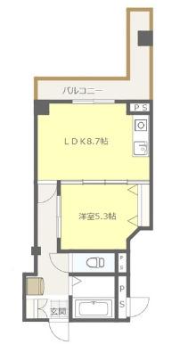 ヤングクローネ(1LDK/4階)の間取り写真