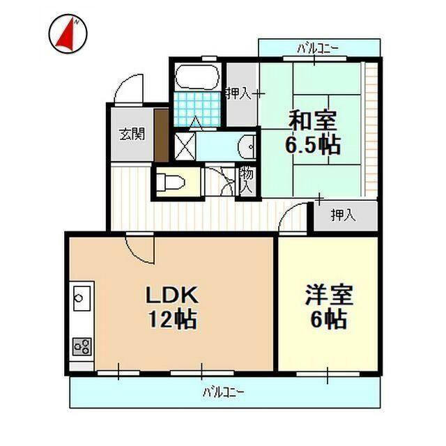 BEL・AIR佐鳴台(2LDK/2階)の間取り写真