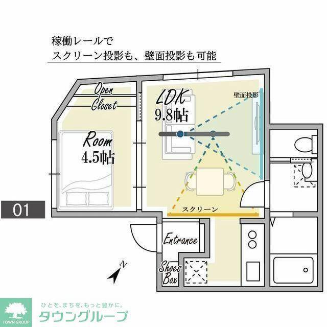 PLATANUS幡ヶ谷(1LDK/2階)の間取り写真
