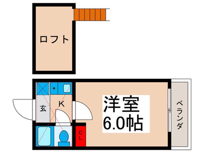ローズアパートA棟(1K/2階)の間取り写真