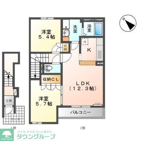 ルナコート(2LDK/2階)の間取り写真