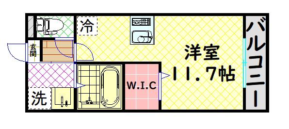 ジュネス(ワンルーム/3階)の間取り写真