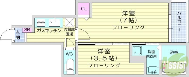 セリシールⅠ(2K/1階)の間取り写真