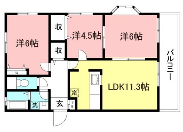 レ・フルール(3LDK/1階)の間取り写真