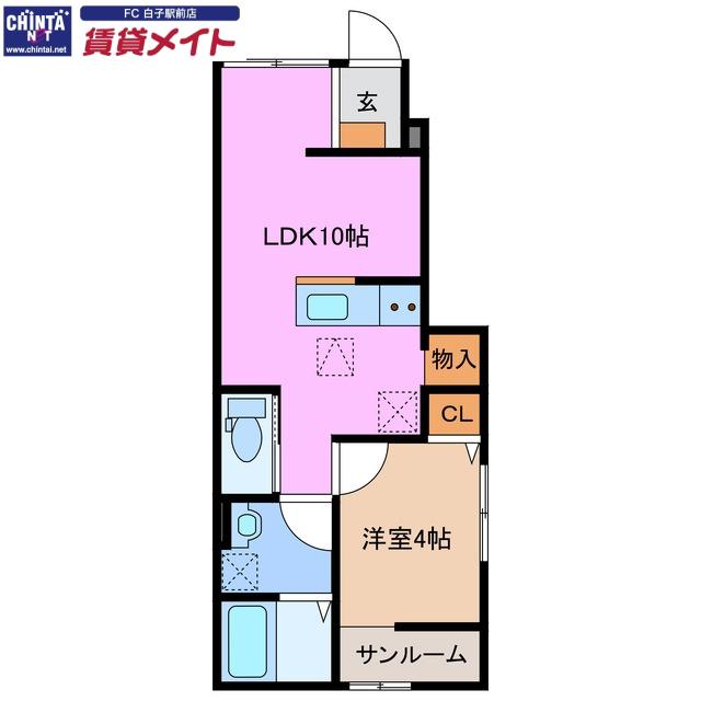 ベレッツァ鈴鹿 A(1LDK/1階)の間取り写真