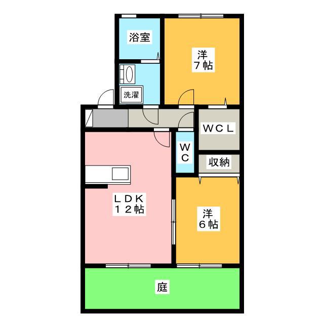 ウィルモア堤(2LDK/1階)の間取り写真