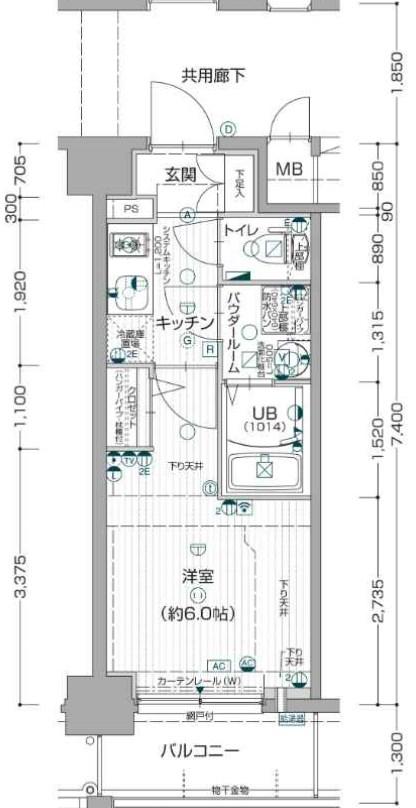エスリード神戸兵庫駅アクアヴィラ(1K/5階)の間取り写真
