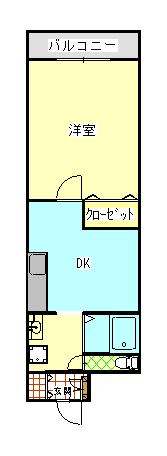 ミキハウス21(1DK/2階)の間取り写真