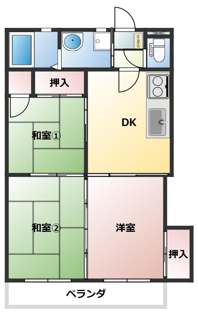ホープビル(3DK/5階)の間取り写真