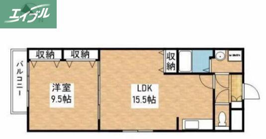 コニファープラザ新福(1LDK/2階)の間取り写真
