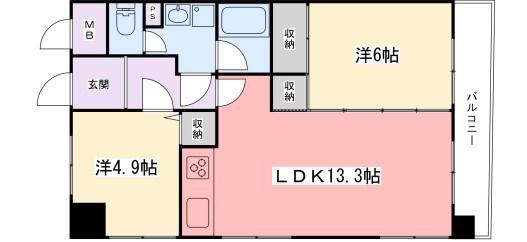 インタービレッジ高砂(2LDK/3階)の間取り写真