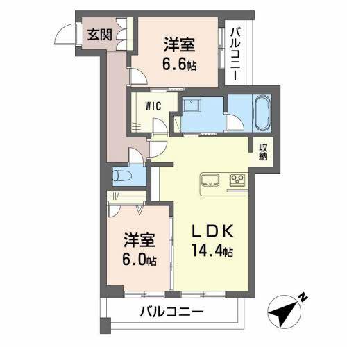 ベレオガーデンズ MIWAII(2LDK/2階)の間取り写真