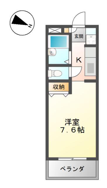 サンルームあじさい(1K/2階)の間取り写真