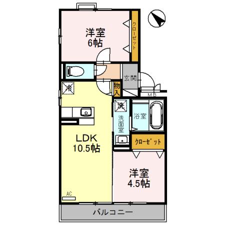 アンクレージュA/B(2LDK/3階)の間取り写真
