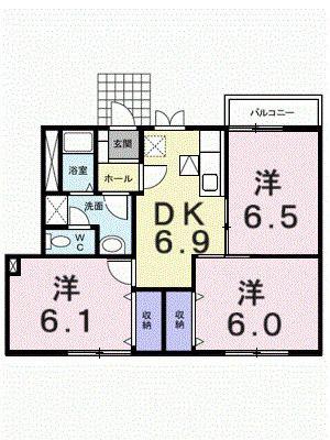 ピ-プルタウンI(3DK/1階)の間取り写真