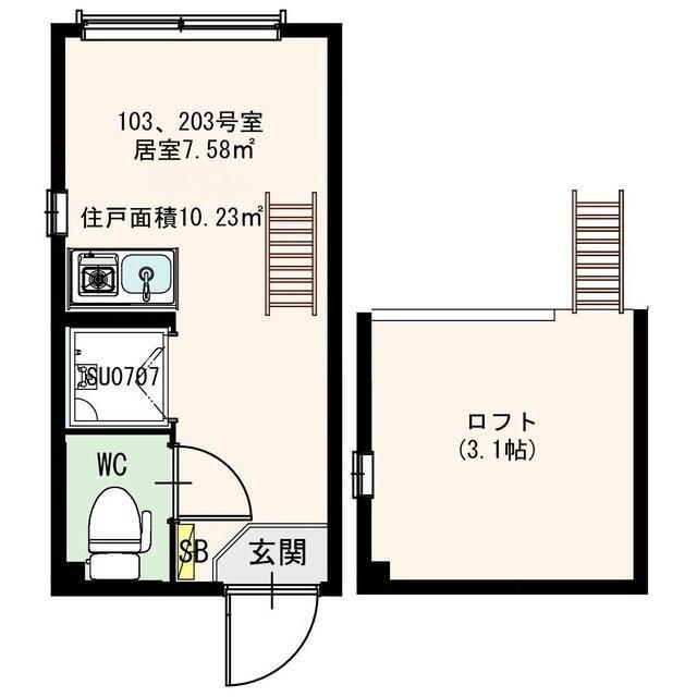 ミストラル(ワンルーム/2階)の間取り写真