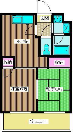 ベルソレーユ(2DK/2階)の間取り写真