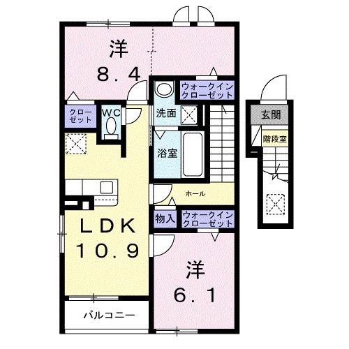 カンピドリオII(2LDK/2階)の間取り写真