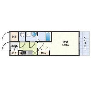 エスリード難波ステーションプラザ(1K/2階)の間取り写真