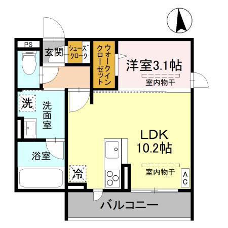 ARK西城南(1LDK/3階)の間取り写真