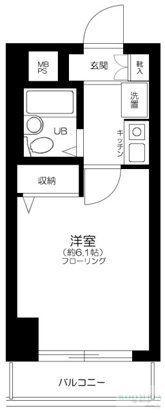 ベルエール代田(1K/2階)の間取り写真