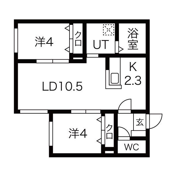 ”USUL”菊水(2LDK/1階)の間取り写真