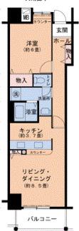 キャナルタウンウエスト 1号棟(1LDK/3階)の間取り写真