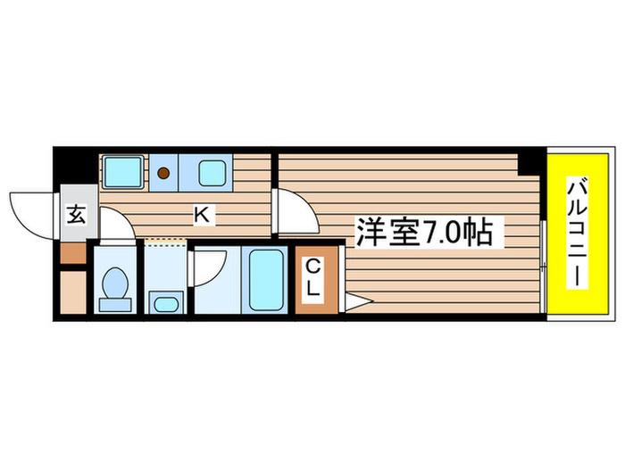 コンドミニオ内田橋(1K/2階)の間取り写真