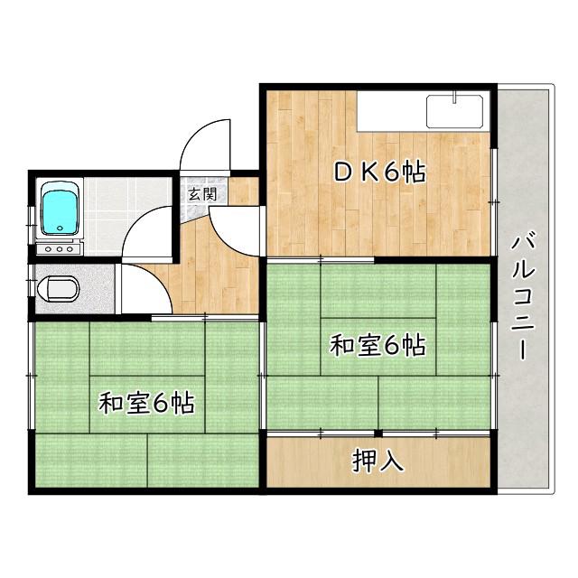 第2末広ハイツ(2DK/2階)の間取り写真