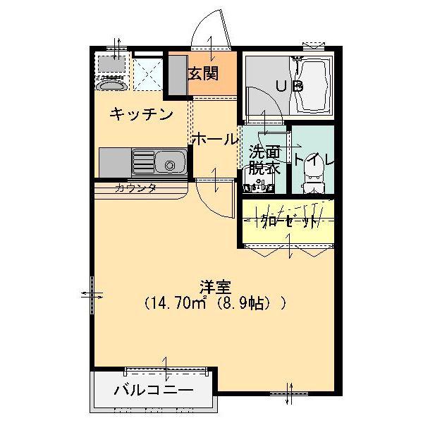 フォレストMS(1K/1階)の間取り写真