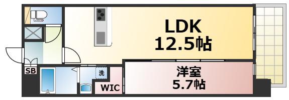 プレサンスOSAKA東成中本ハーヴィル(1LDK/9階)の間取り写真