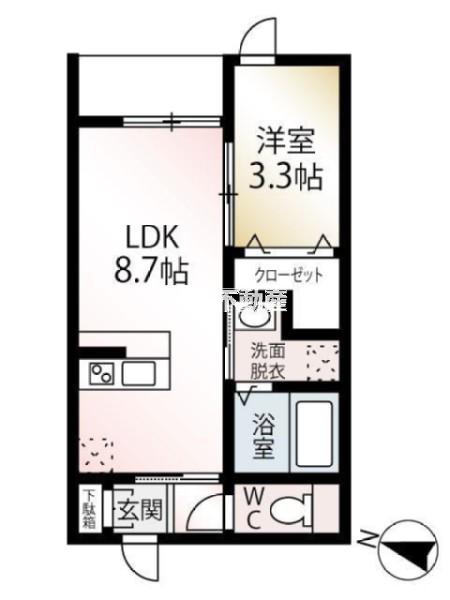 スペリオーレ二日市(1LDK/2階)の間取り写真