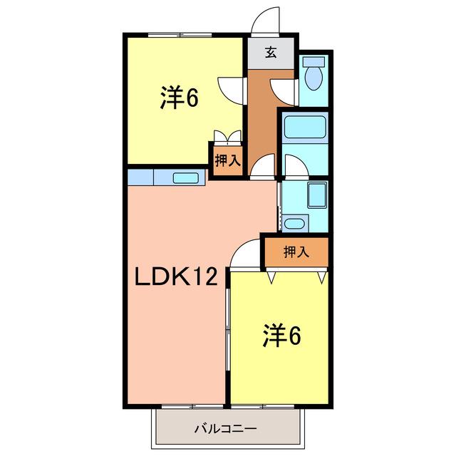 サープラス遊(2LDK/2階)の間取り写真
