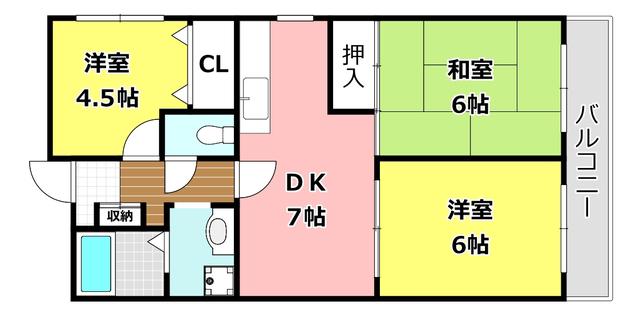 プチエール小野原(3DK/1階)の間取り写真