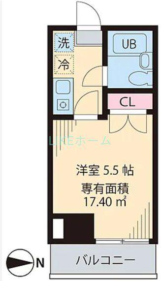 ベイステート安間(1K/4階)の間取り写真