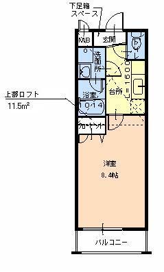 フィオーレ東上野芝(1K/2階)の間取り写真