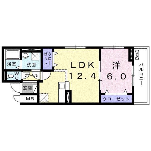 グレイス(1LDK/2階)の間取り写真