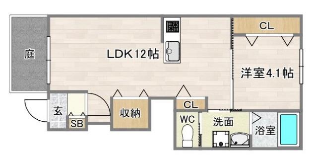 LIBER(1LDK/1階)の間取り写真
