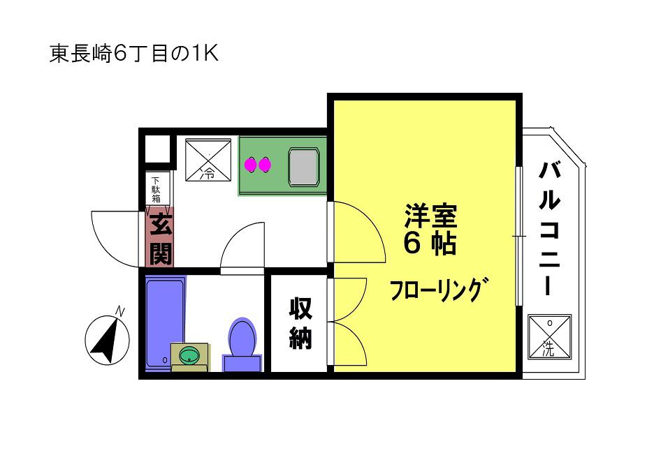 メイプルアヴェ(1K/2階)の間取り写真