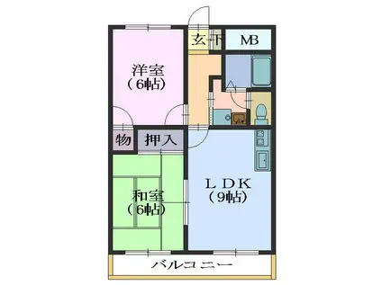 スカイライフ(2LDK/4階)の間取り写真
