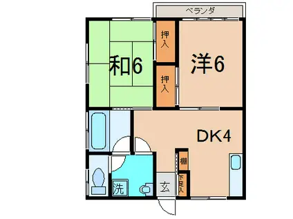 中央新崎荘(2DK/1階)の間取り写真