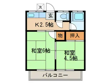 吉川荘(2K/2階)の間取り写真