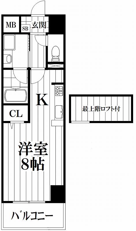 ミカド21鴻池(1K/6階)の間取り写真