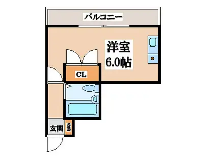 高井田ビル(1K/6階)の間取り写真