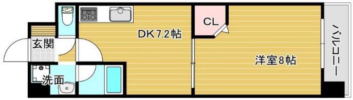 ジョヴァノッティ杉本(1DK/3階)の間取り写真