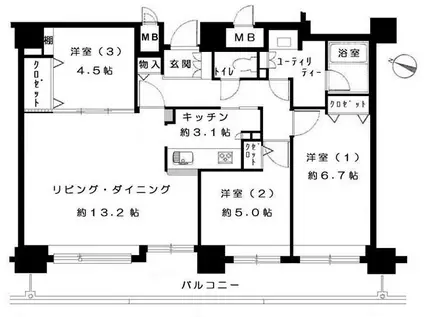 北円山パークホームズ(3LDK/4階)の間取り写真