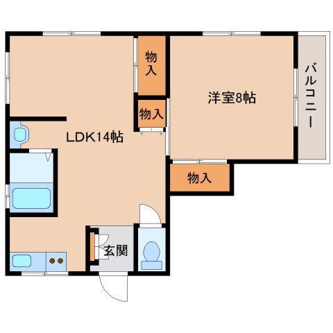 サニーハイツ(1LDK/4階)の間取り写真